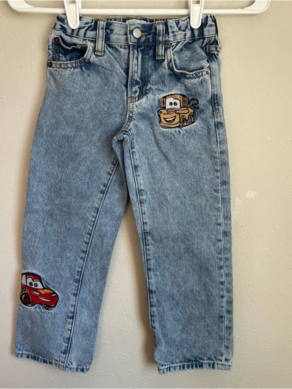 GAP Disney Cars Light Blue Denim Jeans with Car Patches